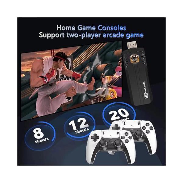 X8 Pro Gaming Stick Built-in Retro Games with Dual 2.4GHz Wireless Controllers, 4K HDMI Plug & Play Console