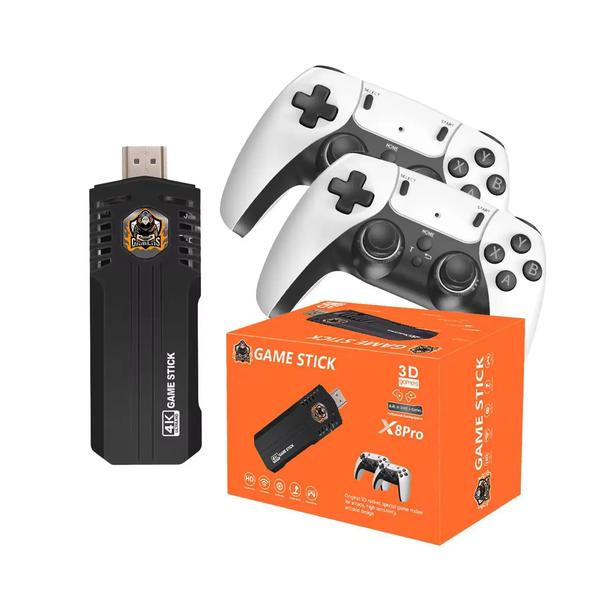 X8 Pro Gaming Stick Built-in Retro Games with Dual 2.4GHz Wireless Controllers, 4K HDMI Plug & Play Console
