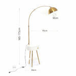 Modern End Table Arched Floor Lamp with Shelves and Drawer for Living Room, Bedroom - Medaid International