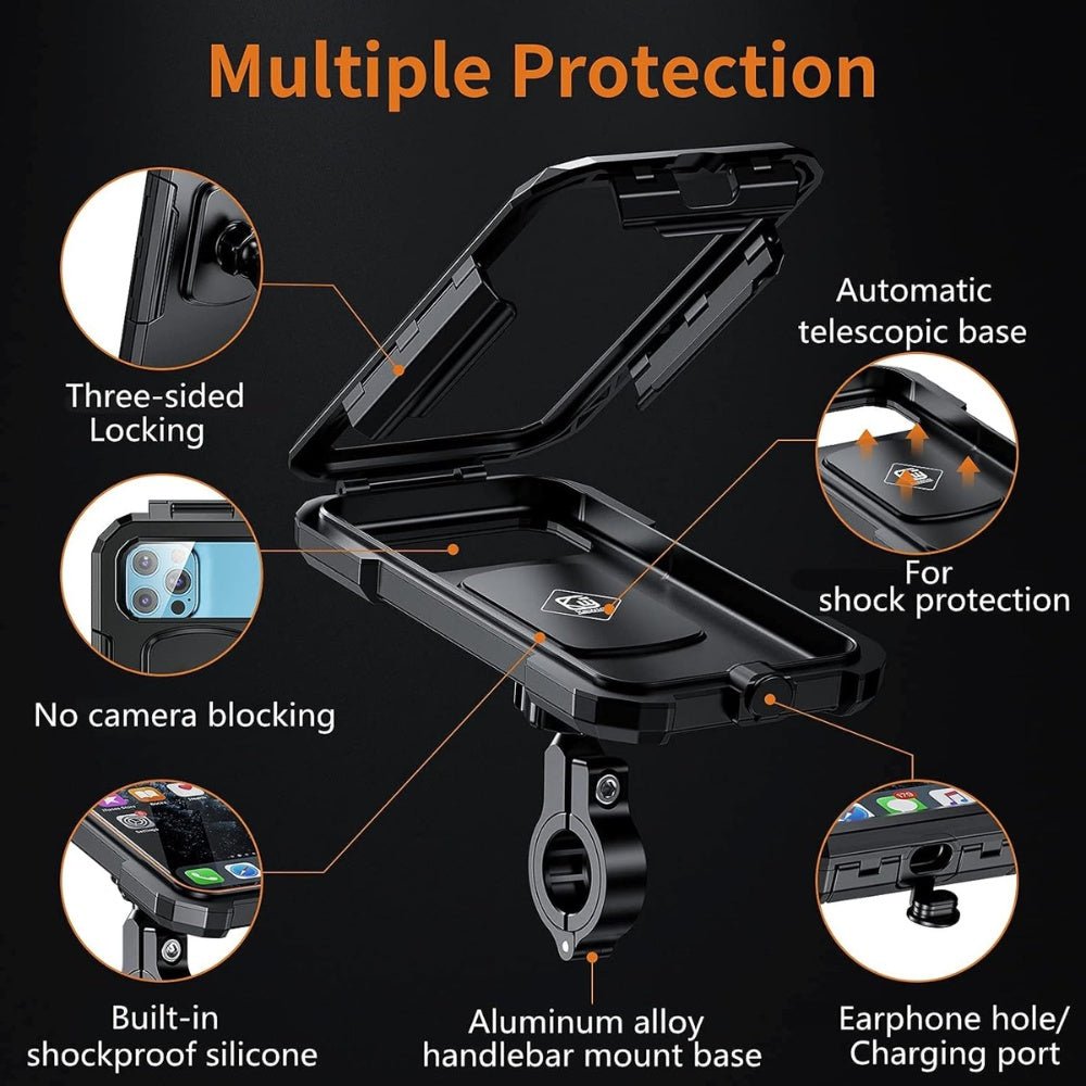 Motorcycle Waterproof Phone Holder with Mirror Mount