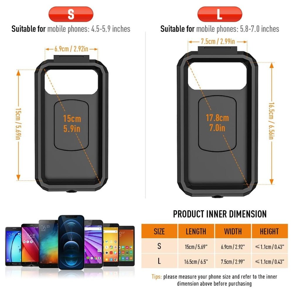 Motorcycle Waterproof Phone Holder with Mirror Mount