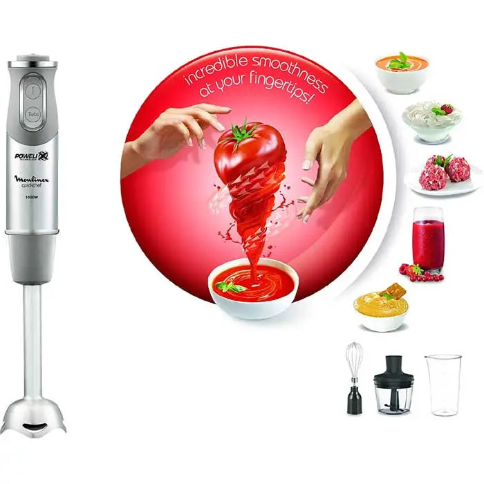 MOULINEX Quickchef 3in1 20 speeds, 500ml chopper, beaker, 1000 Watt, Stainless Steel, DD656D27