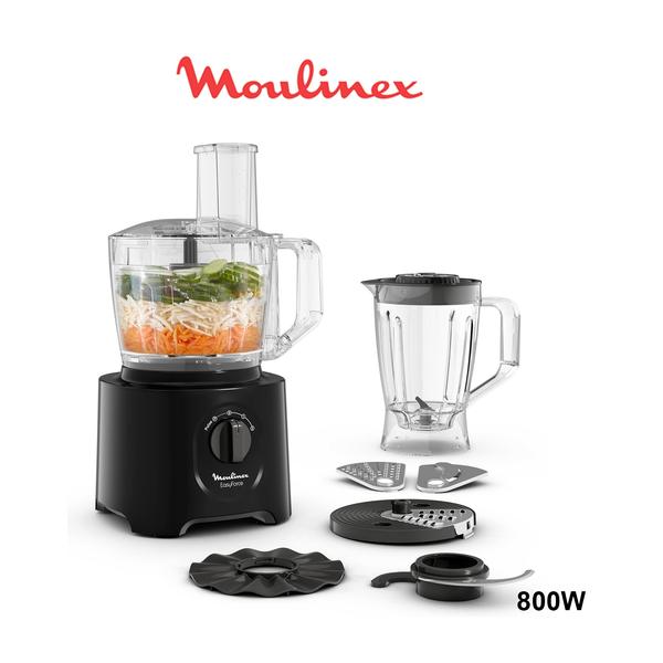 Moulinex Food Processor Easy Force 6 Attachments 25 Functions Easy to Use, FP247827, Black