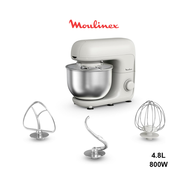 Moulinex Stand Mixer Bake Essential | Bake Essential | 4.8 L Bowl | Baking Kit | 6 easy-to-use speeds and a pulse function | 800W | Rise | QA160127