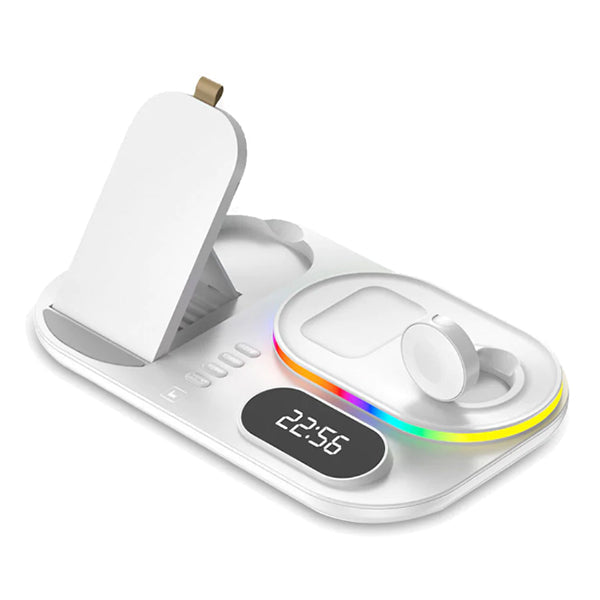 Moxom 4 in 1 Wireless Charging Station 25W Max, Smart Watch Charger, TWS Case Wireless Charging, LCD Clock LED Light, Type-C, USB Port, MX-ST08