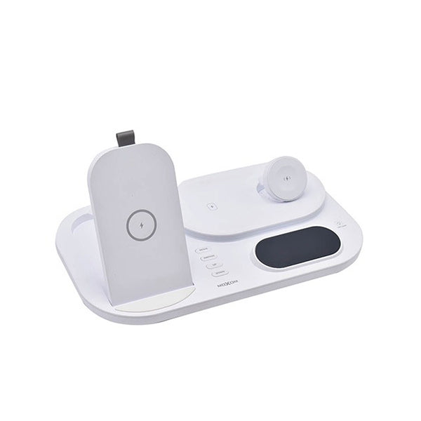 Moxom 4 in 1 Wireless Charging Station 25W Max, Smart Watch Charger, TWS Case Wireless Charging, LCD Clock LED Light, Type-C, USB Port, MX-ST08