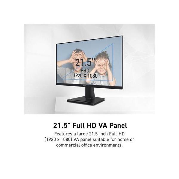 MSI PRO MP225V, 22-inch, 1920 x 1080 (FHD) Computer Monitor, 100Hz, Adaptive-Synch, HDMI, Video Port, Low Blue Light, Eye-Q Check, VESA Mountable, Tilt, 1ms, Black