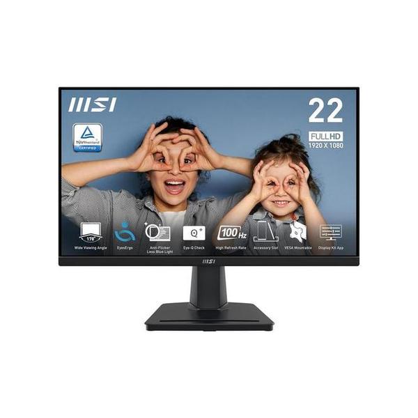 MSI PRO MP225V, 22-inch, 1920 x 1080 (FHD) Computer Monitor, 100Hz, Adaptive-Synch, HDMI, Video Port, Low Blue Light, Eye-Q Check, VESA Mountable, Tilt, 1ms, Black