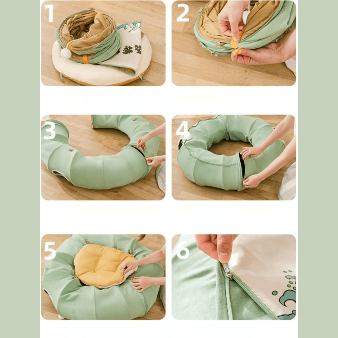 Multipurpose Foldable Cat Tunnel Bed And Bed