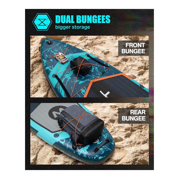 MYBOAT 11.6×34×6 Extra Wide Inflatable Paddle Board Military Grade Kayak, Stand Up Paddle Board for Fishing, Sup Board with 3 Removable Fins, Dual Bungees, Camera Mount, Hand Pump, Strong Paddle, 5L Dry Bag, Leash