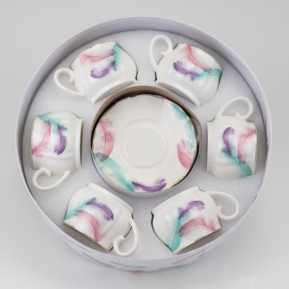 Porcelain Espresso Cup & Saucer Set of 6