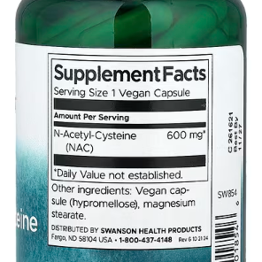 Swanson NAC 600 mg – 100 Vegan Capsules | Antioxidant & Liver Support