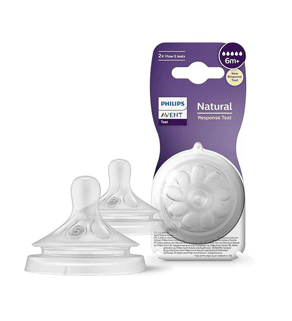 Avent - 2 Natural Reponse Teats 6m - 5 holes