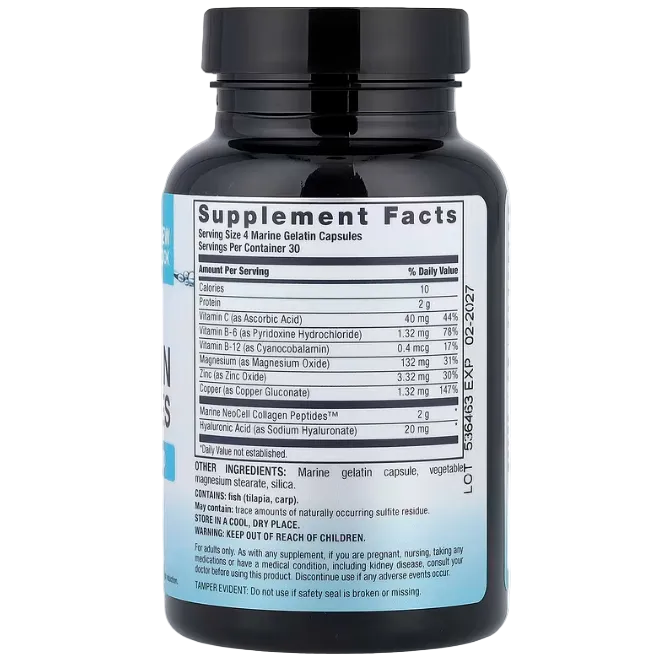 NeoCell, Marine Collagen Peptides + Hyaluronic Acid, 120 Capsules