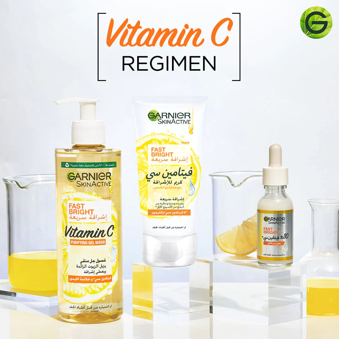 Garnier fast bright vitamin C brightening purifying face gel wash 400ml