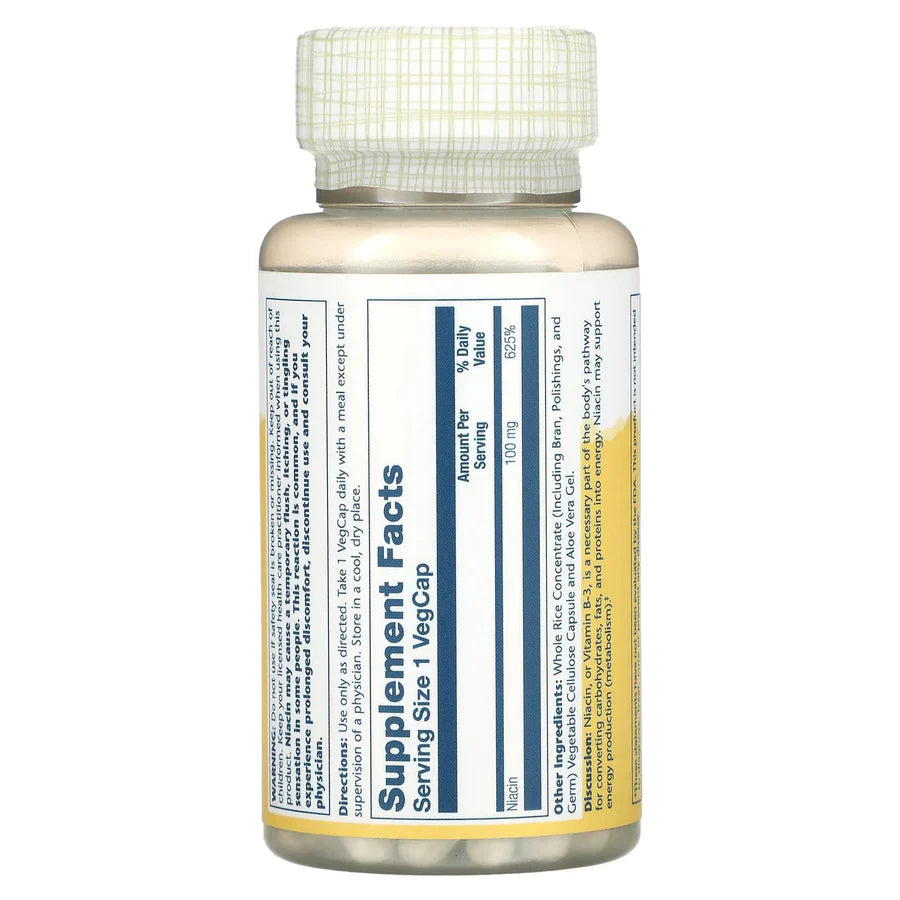 Solaray, Niacin, 100 mg, 100 VegCaps - Medaid International