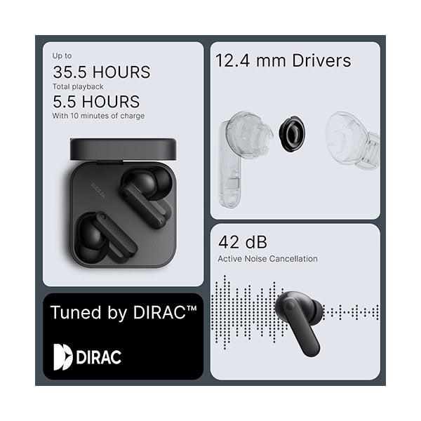 CMF Buds 2a by Nothing, Wireless Earbuds 2025 New Active Noise Cancelling 42dB Hybrid ANC Bluetooth Headphones, 12.4mm Dynamic Driver for Big Bass, 4 Mic Clear Call, Sport Ear Buds for iPhone, Android
