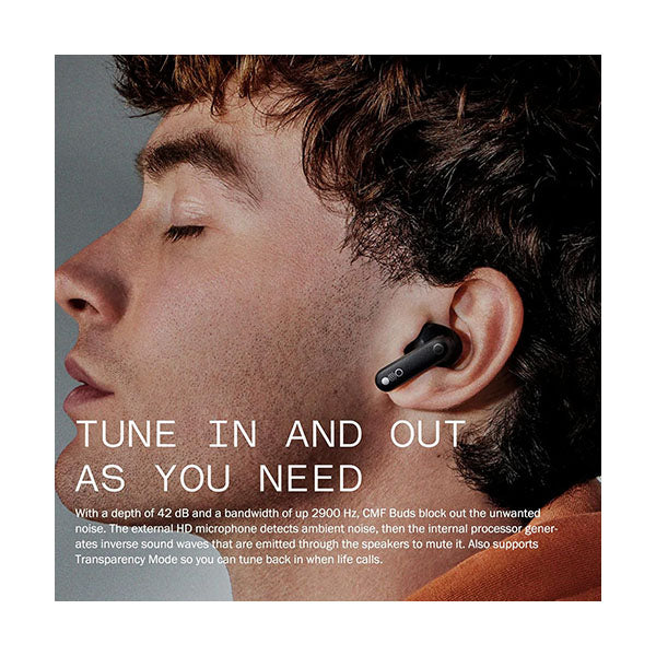 CMF Buds by Nothing, Wireless Bluetooth Earbuds, 42dB Noise Cancelling Earbuds, Dirac HD Audio, 35.5H Playtime, BT5.3, IP54 Waterproof, 4HD Mics Wireless Headphones for iPhone & Android