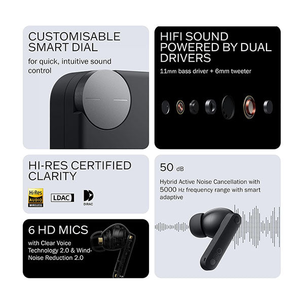 CMF Buds Pro 2 Wireless Earbuds, Hi-Res Audio with LDAC, 50 dB Hybrid Noise Cancelling Earbuds, Ultra Bass Technology, Bluetooth 5.3, 43H Play Time with Charging Case, 6 HD Mics Headphones