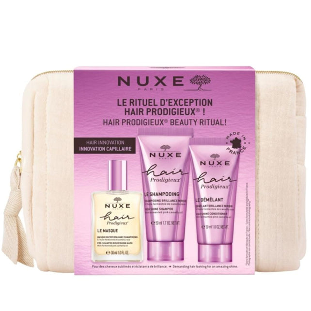 Nuxe Hair Prodigieux Travel Kit - Travel Size Hair Care Set with Bag