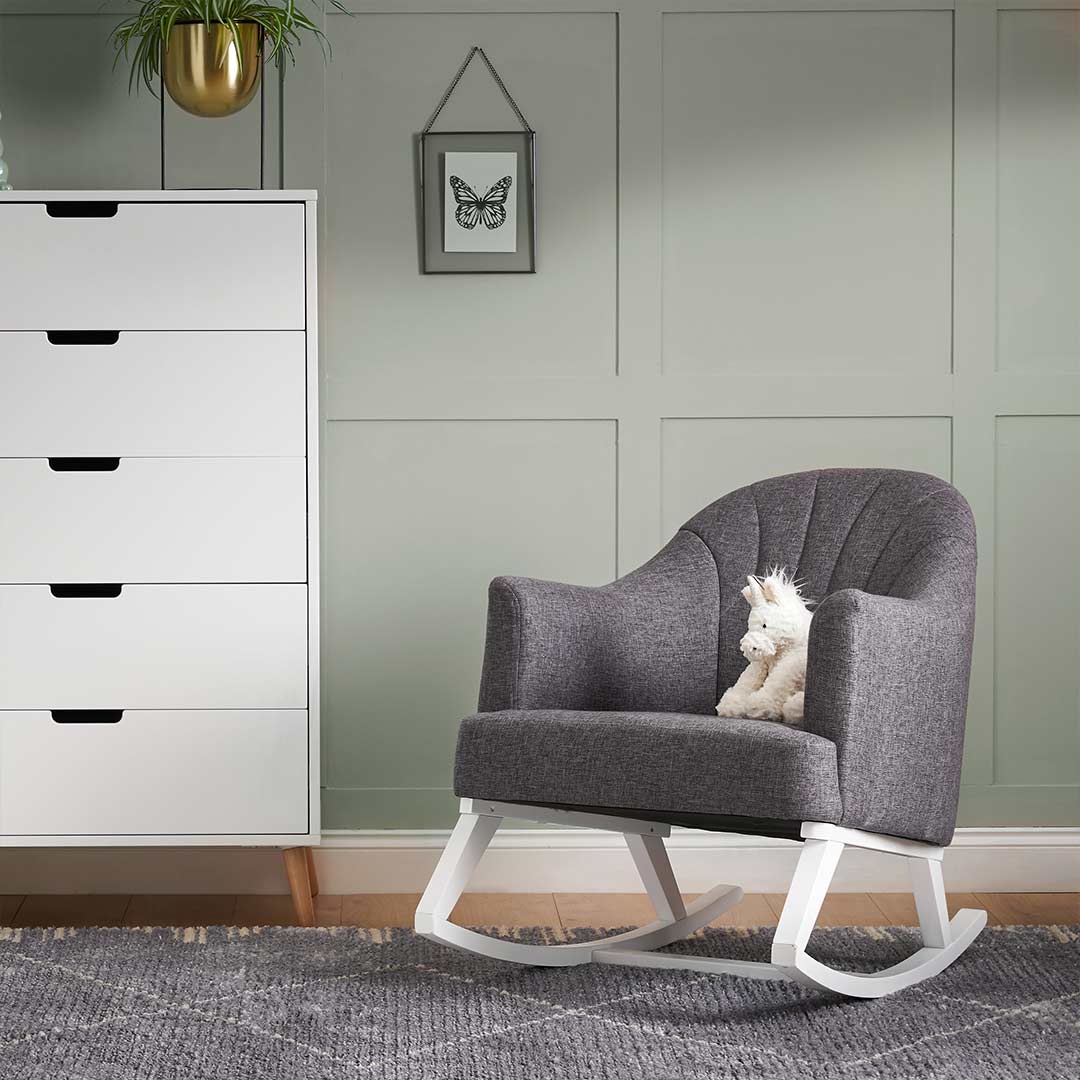 Miila Rocking Sofa Oatmeal Beige Wooden Glider Chair