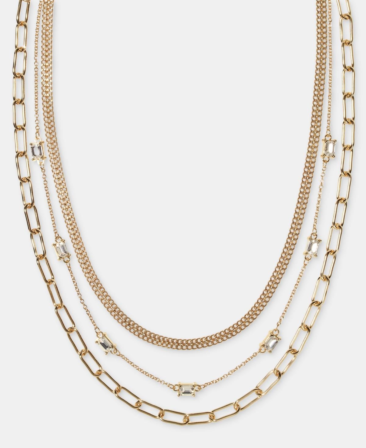 On 34th Women's Gold Crystal & Mixed Link Layered Collar Necklace, 16" + 2" extender | On 34th In Lebanon