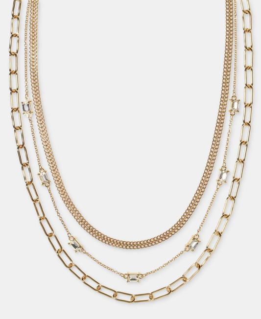 On 34th Women's Gold Crystal & Mixed Link Layered Collar Necklace, 16" + 2" extender | On 34th In Lebanon