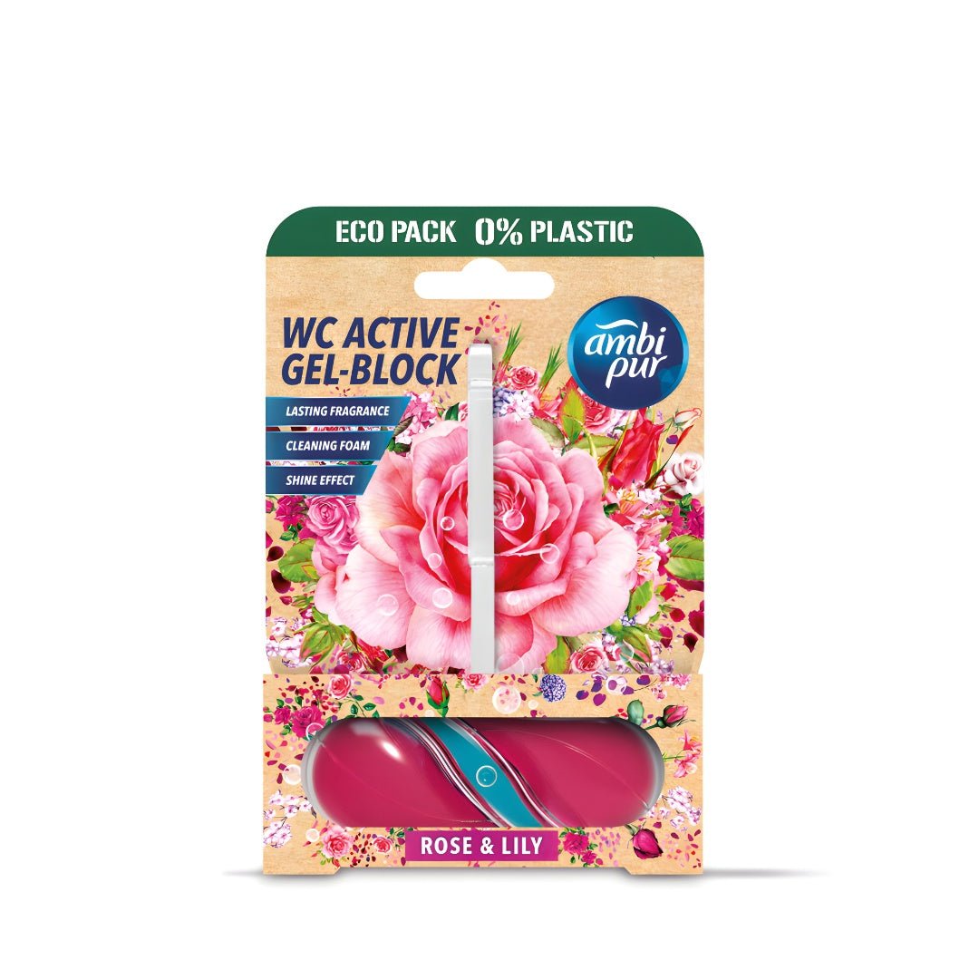 Ambi Pur Toilet Block Rose & Lily – Long-Lasting Scent | EU Made (EH)