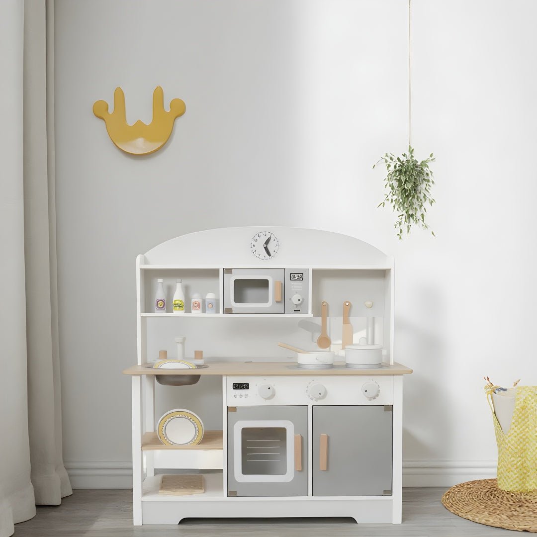Premium Wooden Kids Kitchen Set – Pretend Play with Realistic Accessories