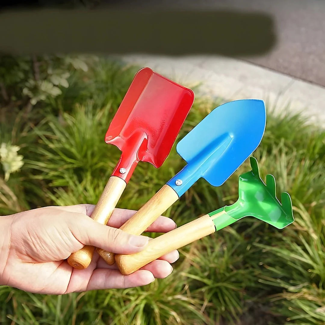 Summer Fun Garden Tool Set for Kids – 3-Piece Shovels & Rake