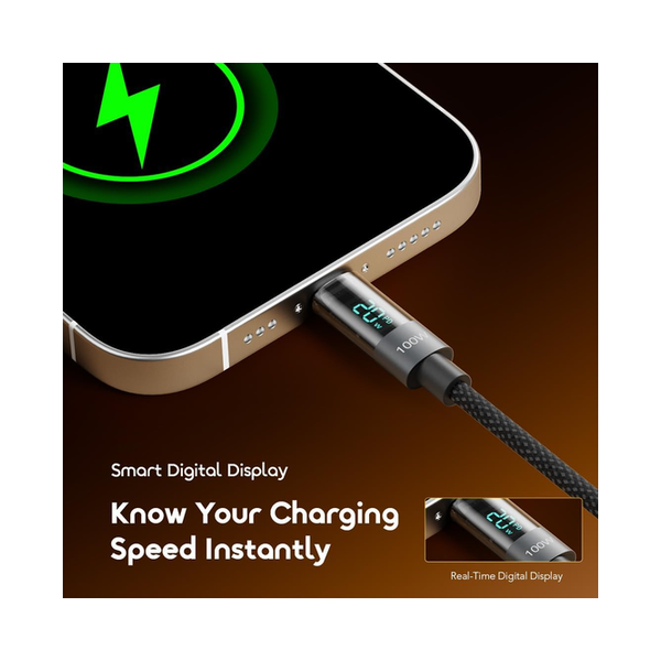 Oraimo OCD-175CC USB-C to USB-C Fast Charging Cable 100W 5A Charging & High-Speed Data Sync For USB-C Devices, Length 1.2M Nylon Braided Cable