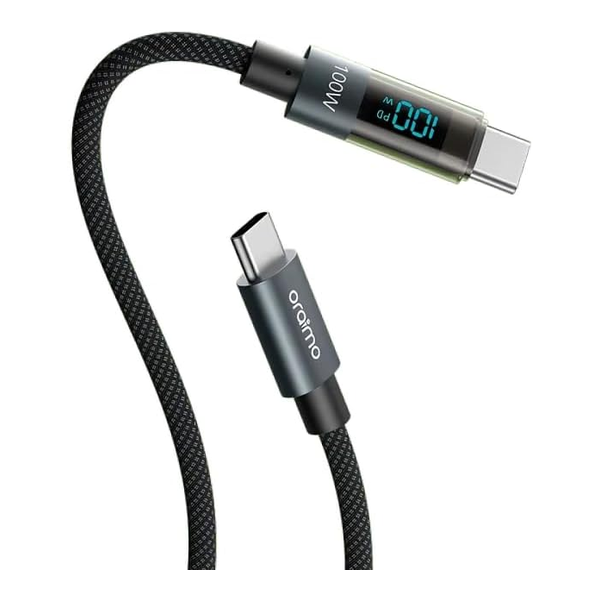 Oraimo OCD-175CC USB-C to USB-C Fast Charging Cable 100W 5A Charging & High-Speed Data Sync For USB-C Devices, Length 1.2M Nylon Braided Cable
