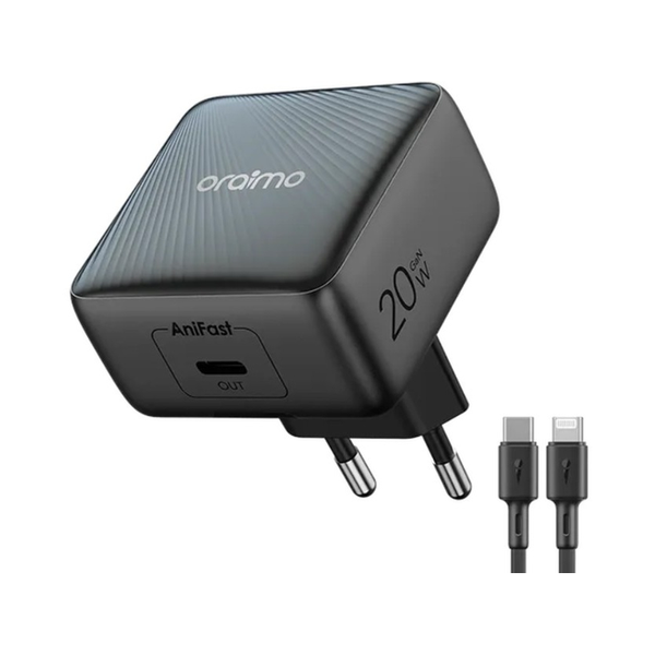 Oraimo PowerCube 20 Chic 20W GaN Wall Charger Kit with Type-C to Lightning Cable, OCW-5201E+CL55