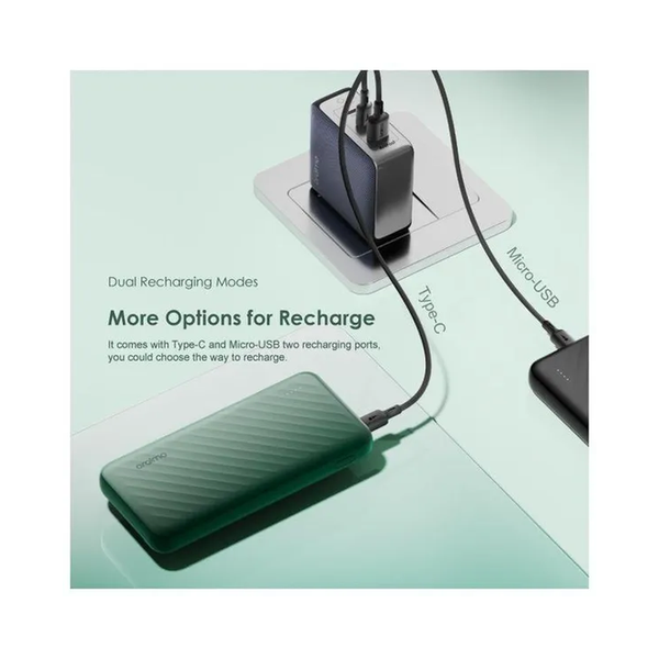 Oraimo Slice Link 10000mAh 12W Power Bank, with Lightning & Type-C & Micro-USB Cable, OPB-P5101