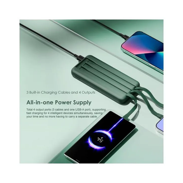 Oraimo Slice Link 10000mAh 12W Power Bank, with Lightning & Type-C & Micro-USB Cable, OPB-P5101