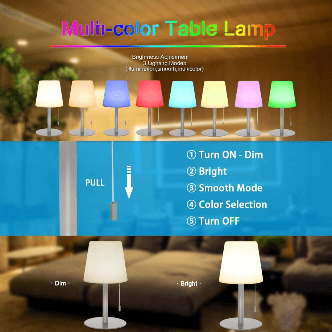 Outdoor Table Lamp With 8 Colrs Dimmable