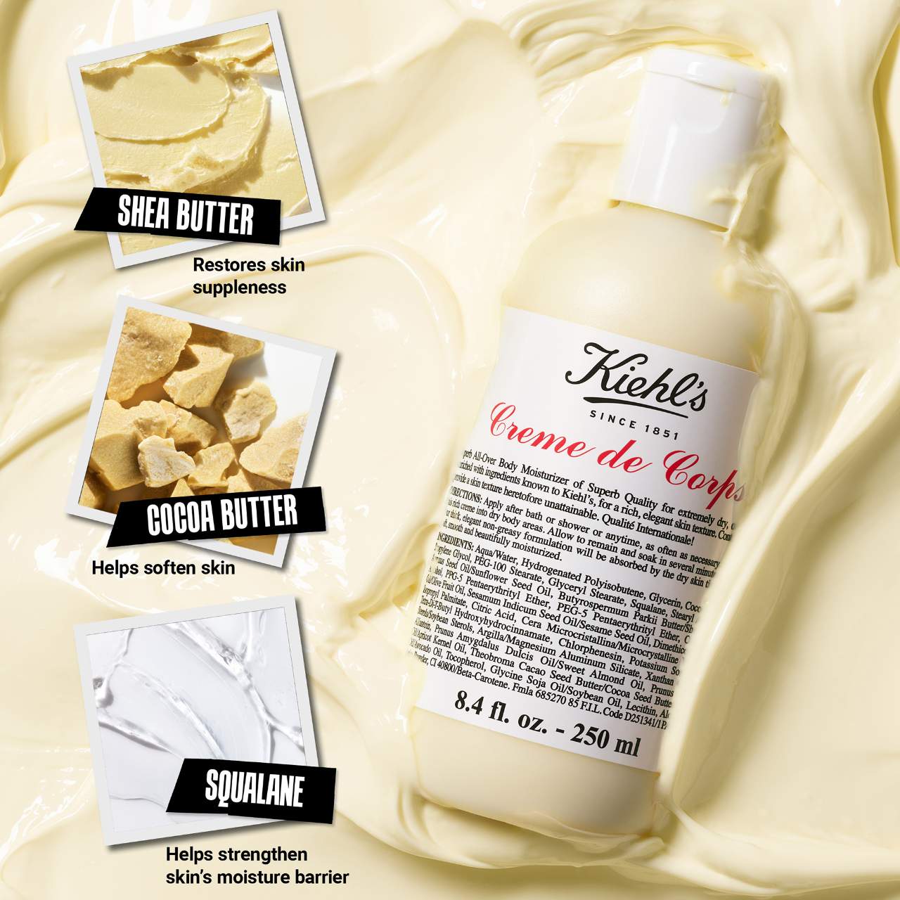 Kiehl's - Crème de Corps Refillable Hydrating Body Lotion with Squalane | 125 mL - Medaid International