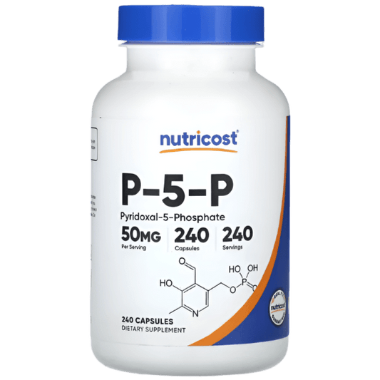 Nutricost P5P (Pyridoxal-5-Phosphate) – 50mg | 240 Capsules | Active Vitamin B6 Form