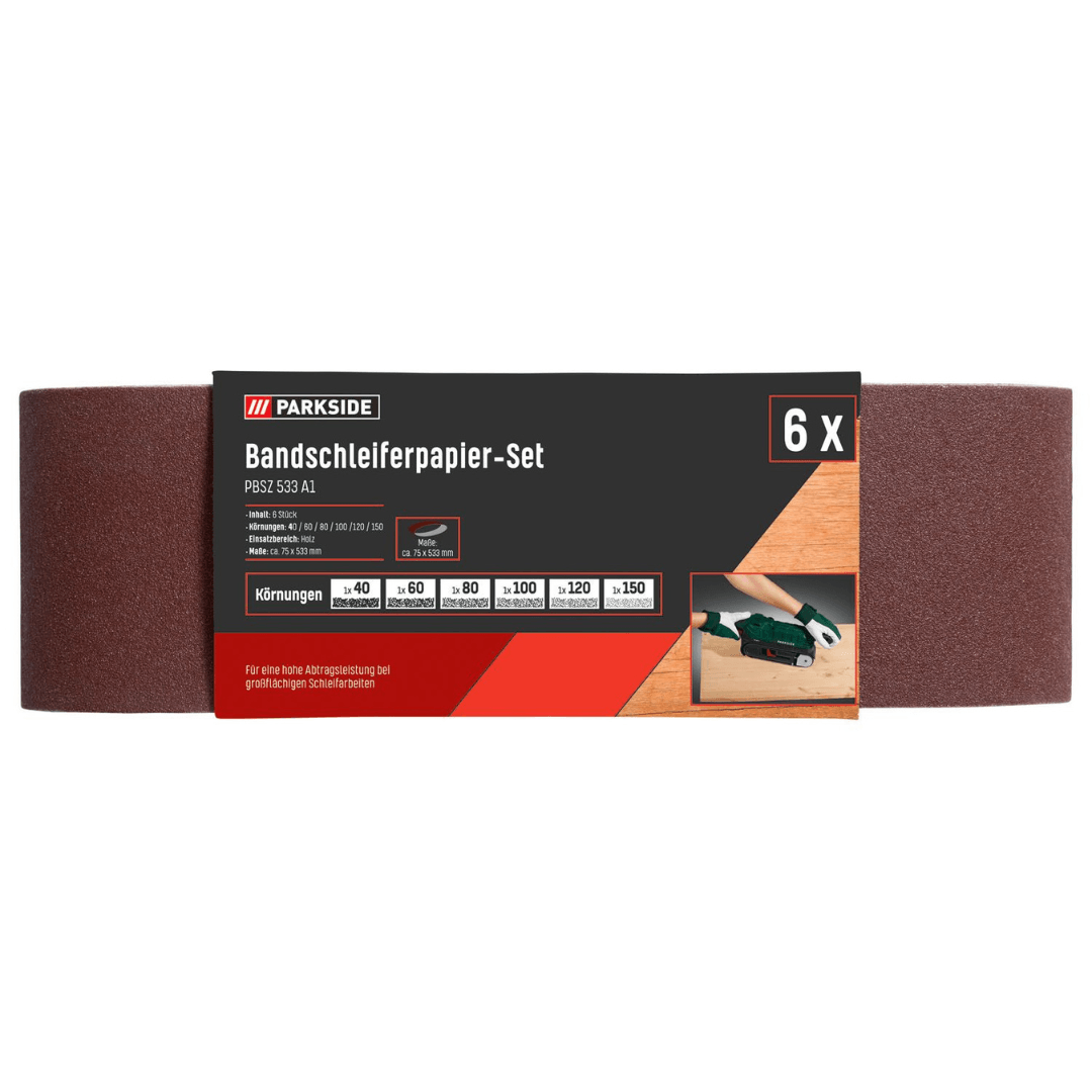 Parksde Belt Sander Paper Set PBSZ 6 A1 Set of 6 Sheets