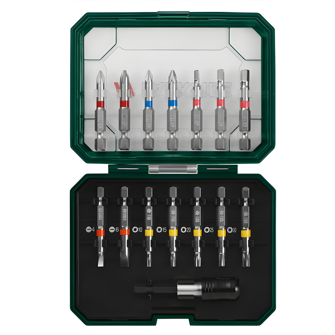 PARKSIDE® PBS 3 C3 Bit Set – 15-Piece Color-Coded Magnetic Set