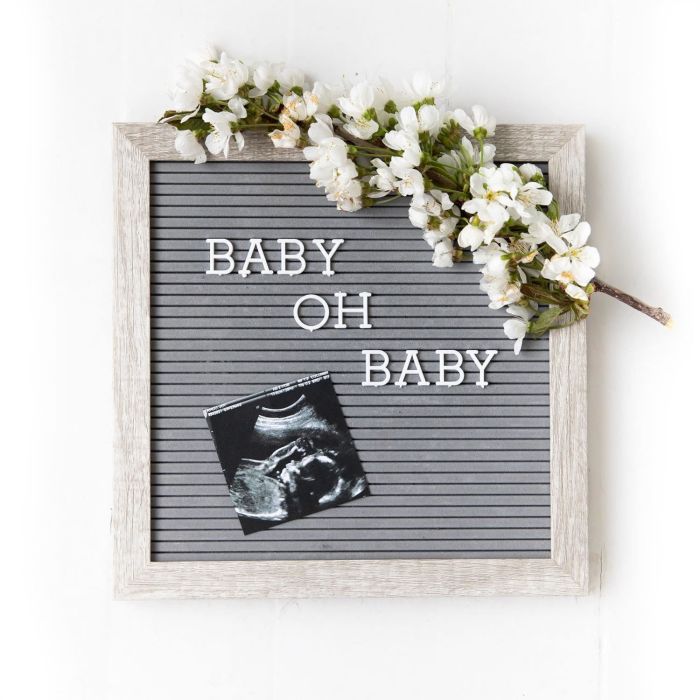 Pearhead - Wooden Letter Board Set For Baby  - Light Grey
