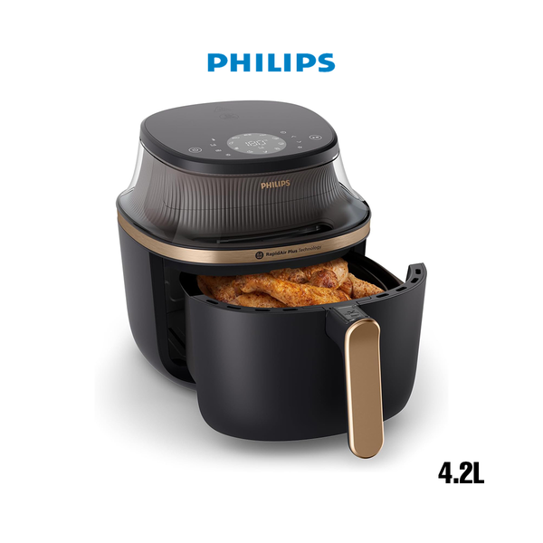 Philips Airfryer L - 4.2L, 1400W, See-through Cooking Window, 16 Cooking Functions, Touchscreen, RapidAir Plus Technology, NA322/09