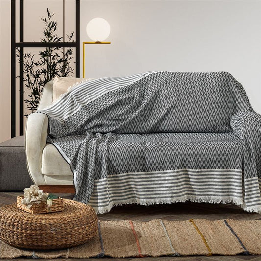 Sofa Bed Cover Special Non-Slip Design Multi-Purpose Cover Zigzag Gray