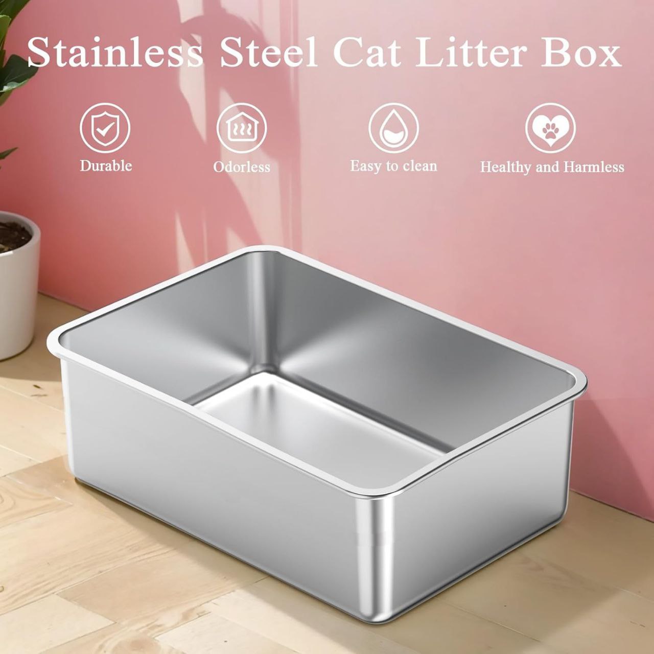 Semi Enclosed Stainless Steel Litter Box