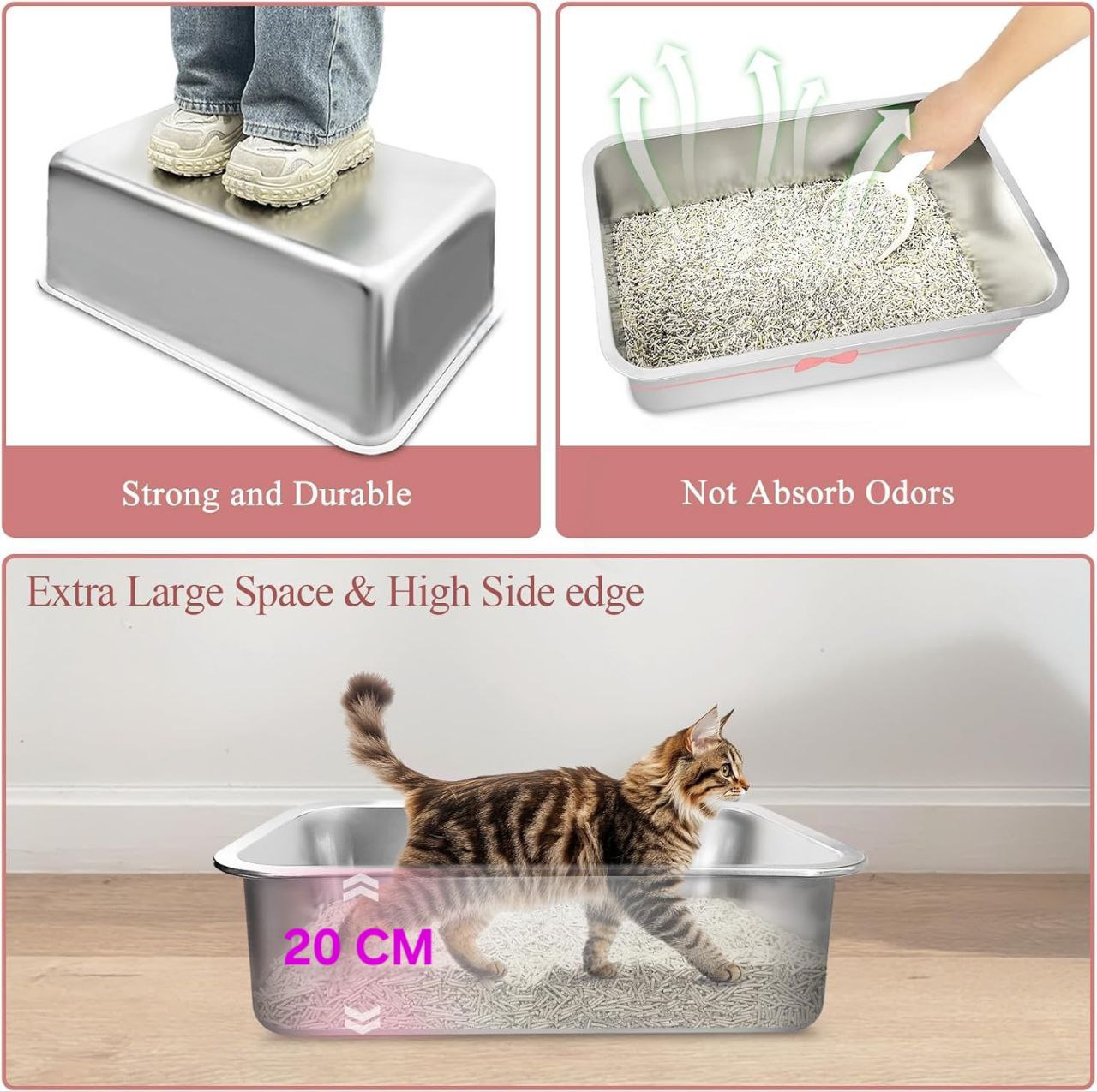 Semi Enclosed Stainless Steel Litter Box