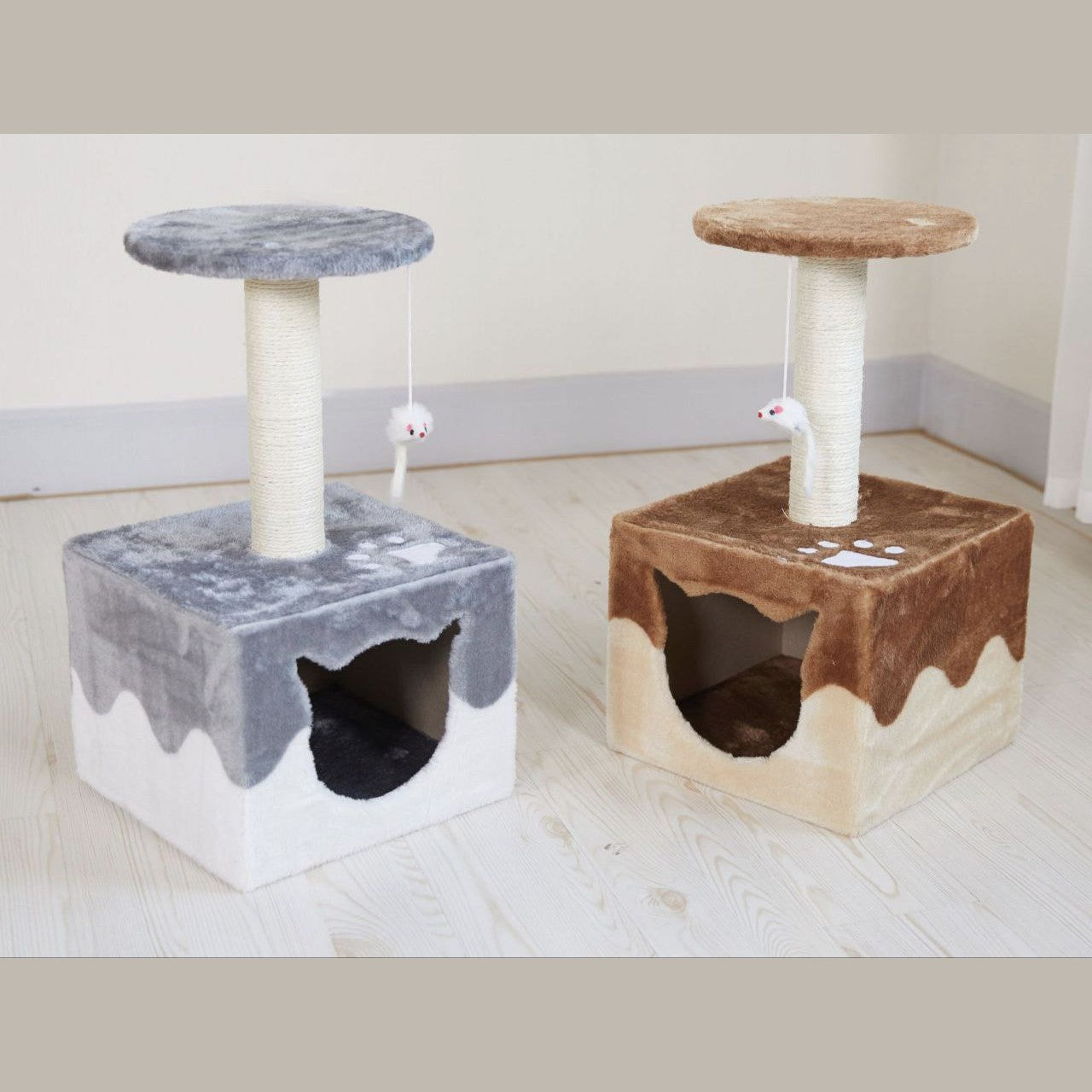 3-in-1 Compact Cat Tree & Scratching Post – Condo, Perch, and Play Toy for Small Spaces