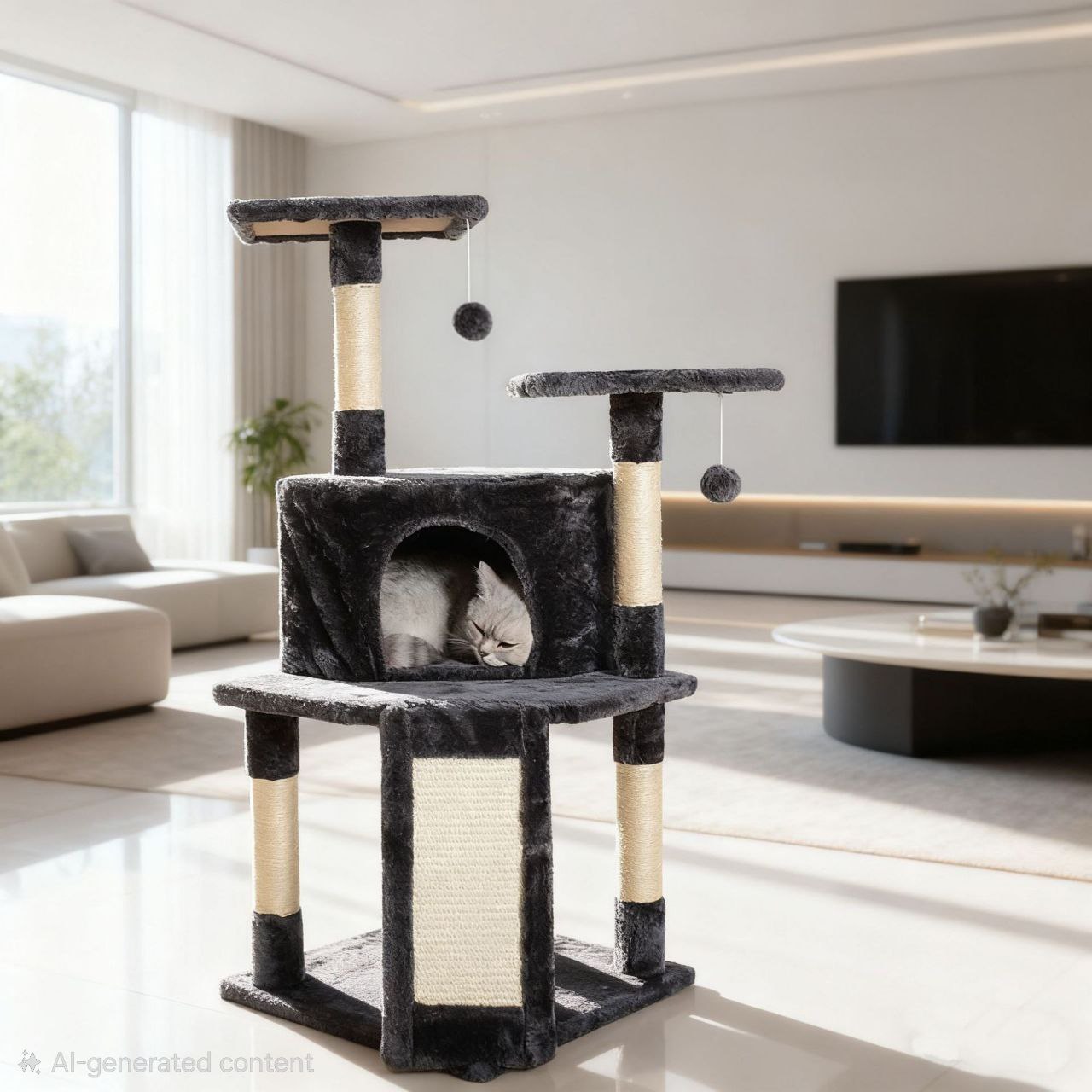 Jumbo Cat Tree with Condo – Multi-Level Activity Tower, Sisal Scratchers & High Perches