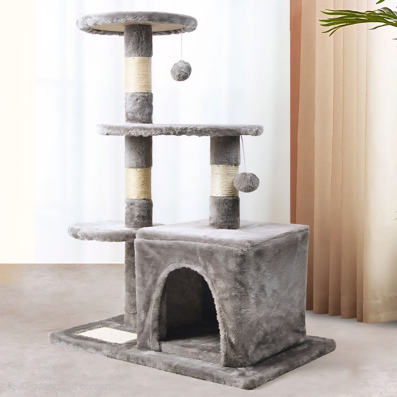 Compact Multi-Level Cat Tree Tower with Condo, Perches & Sisal Scratchers