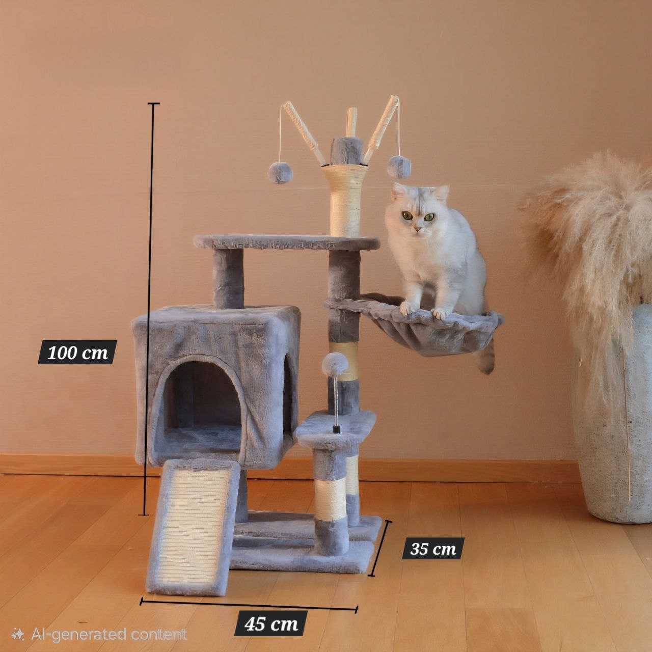 Luxury Multi-Level Cat Tree with Cozy Bowl Bed, Ramp & Sisal Scratchers