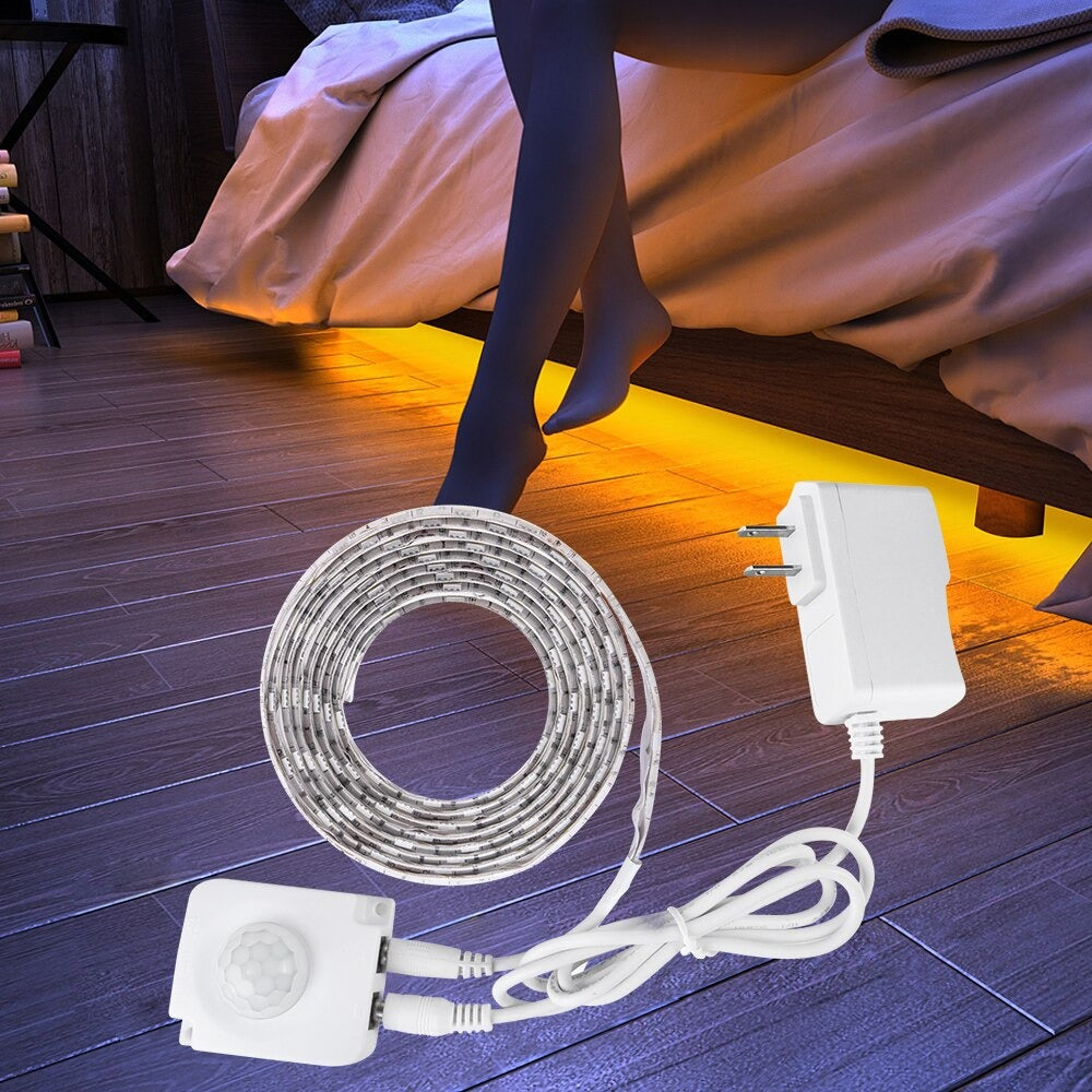 Original PIR Motion Sensor LED Under Cabinet Light DC 12V LED Strip Lights for Kitchen Bedside Closet Night Security Lamp 5 Meters